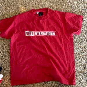 Never worn red obey t shirt